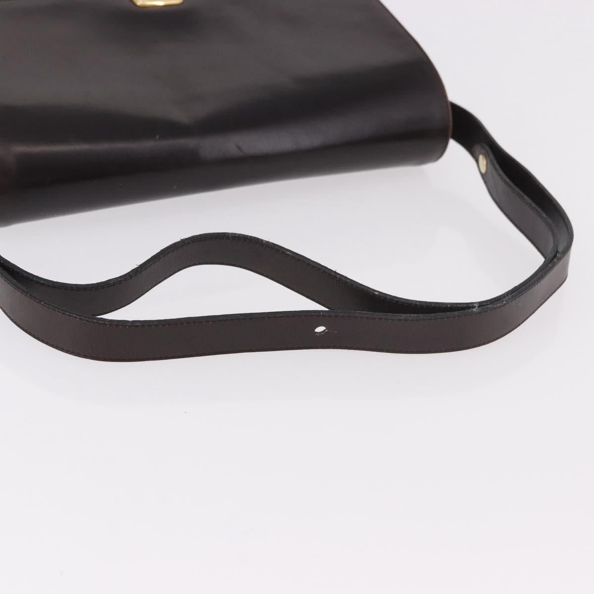 Christian Dior Shoulder Bag Leather Brown Gold Auth 183849