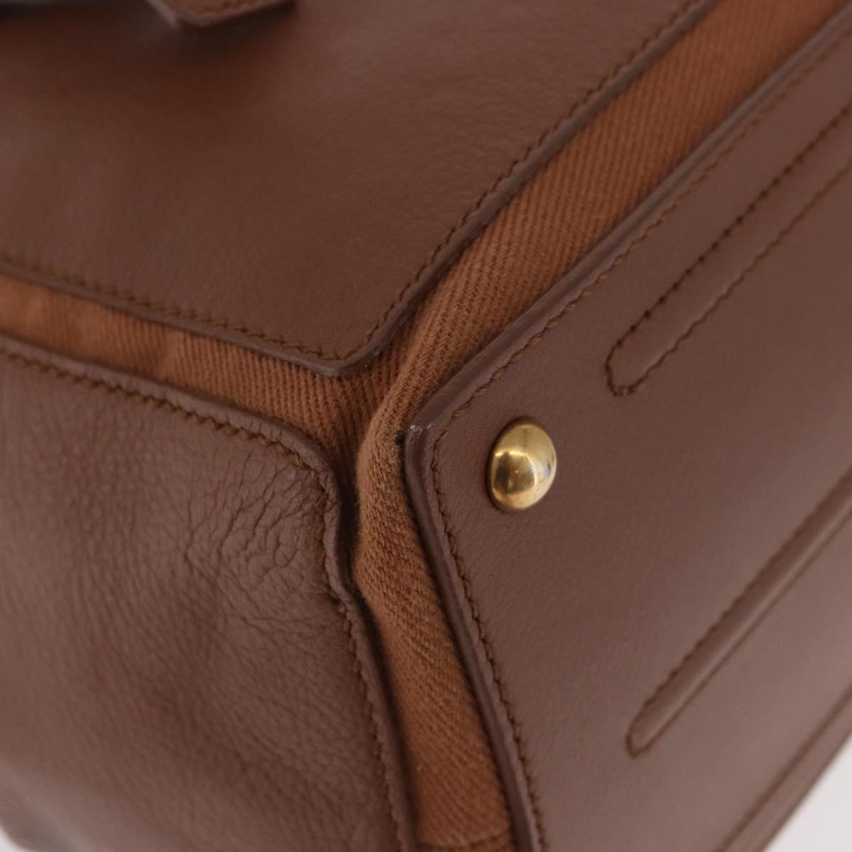 SAINT LAURENT Muse Toe Hand Bag Leather Brown Gold Auth 183850V