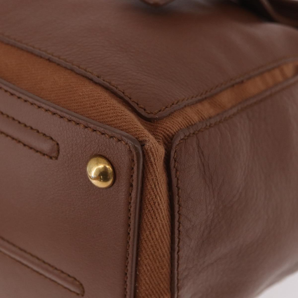 SAINT LAURENT Muse Toe Hand Bag Leather Brown Gold Auth 183850V