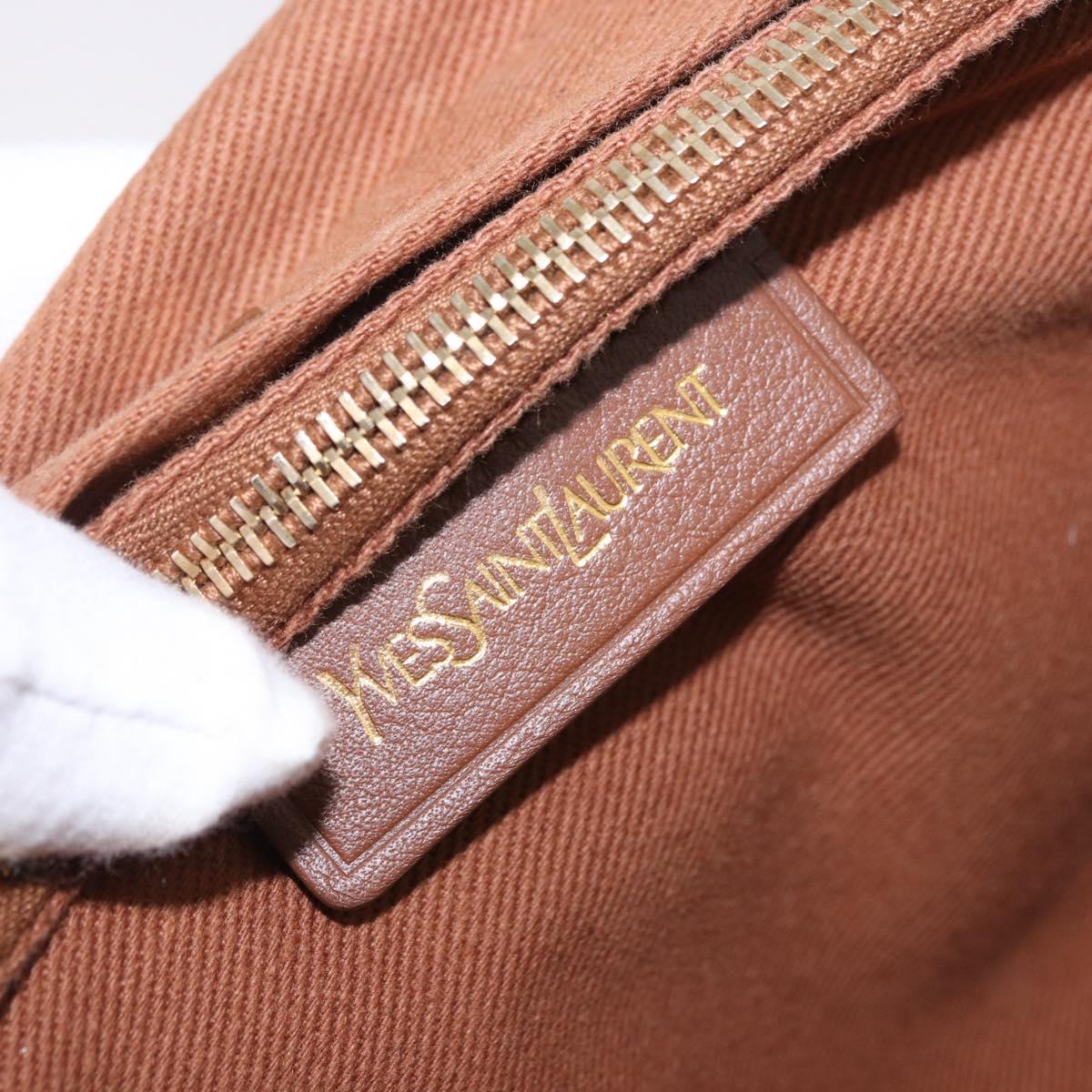 SAINT LAURENT Muse Toe Hand Bag Leather Brown Gold Auth 183850V