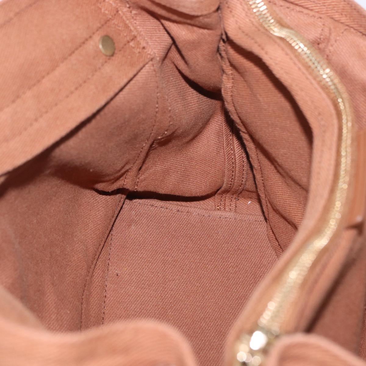 SAINT LAURENT Muse Toe Hand Bag Leather Brown Gold Auth 183850V