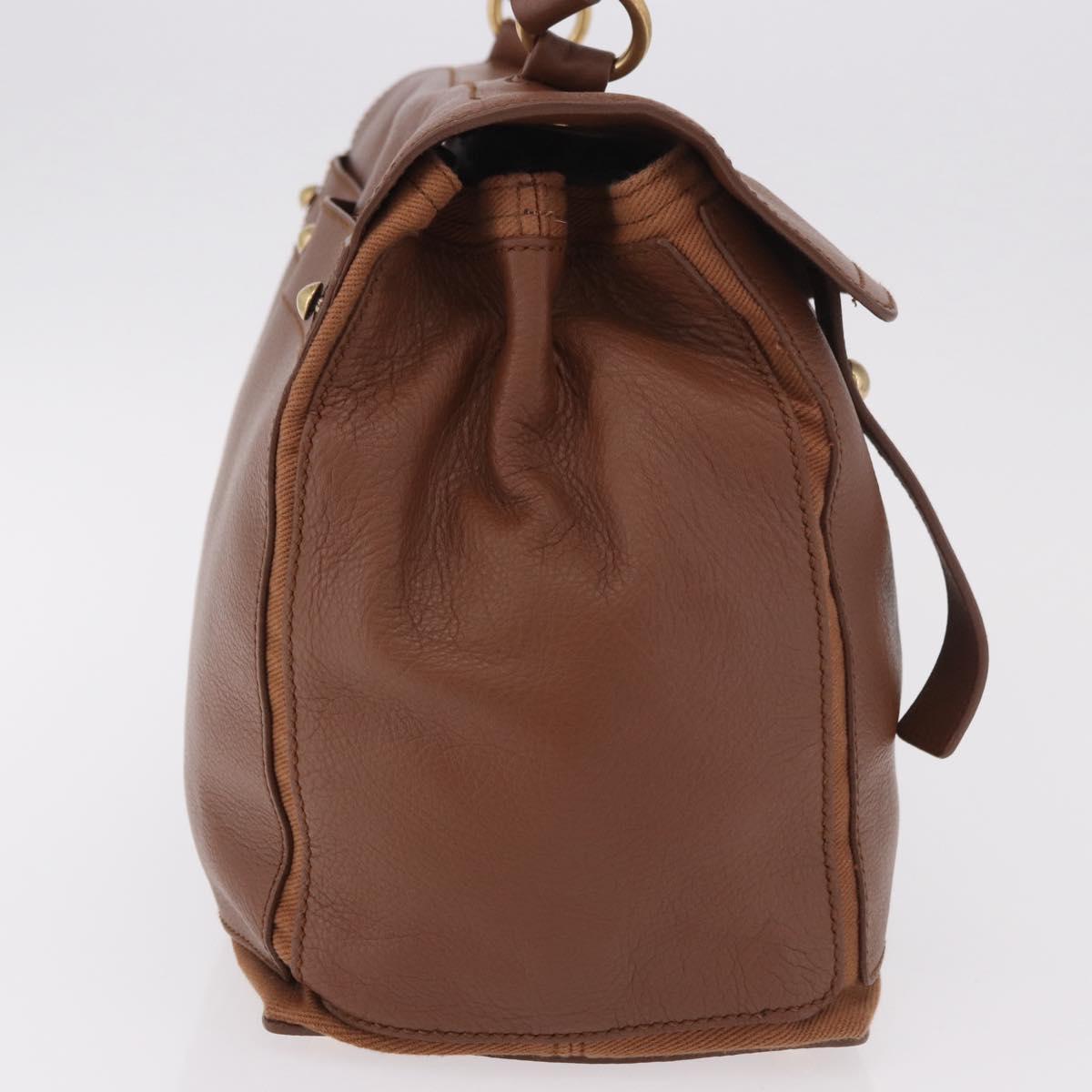 SAINT LAURENT Muse Toe Hand Bag Leather Brown Gold Auth 183850V