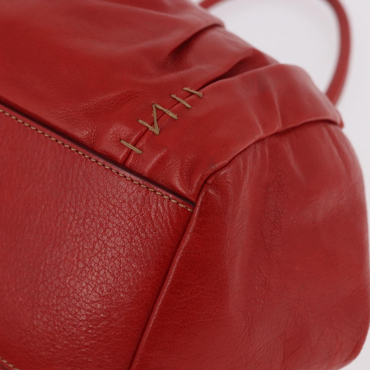 Miu Miu Hand Bag Leather Red Silver Auth 183854V