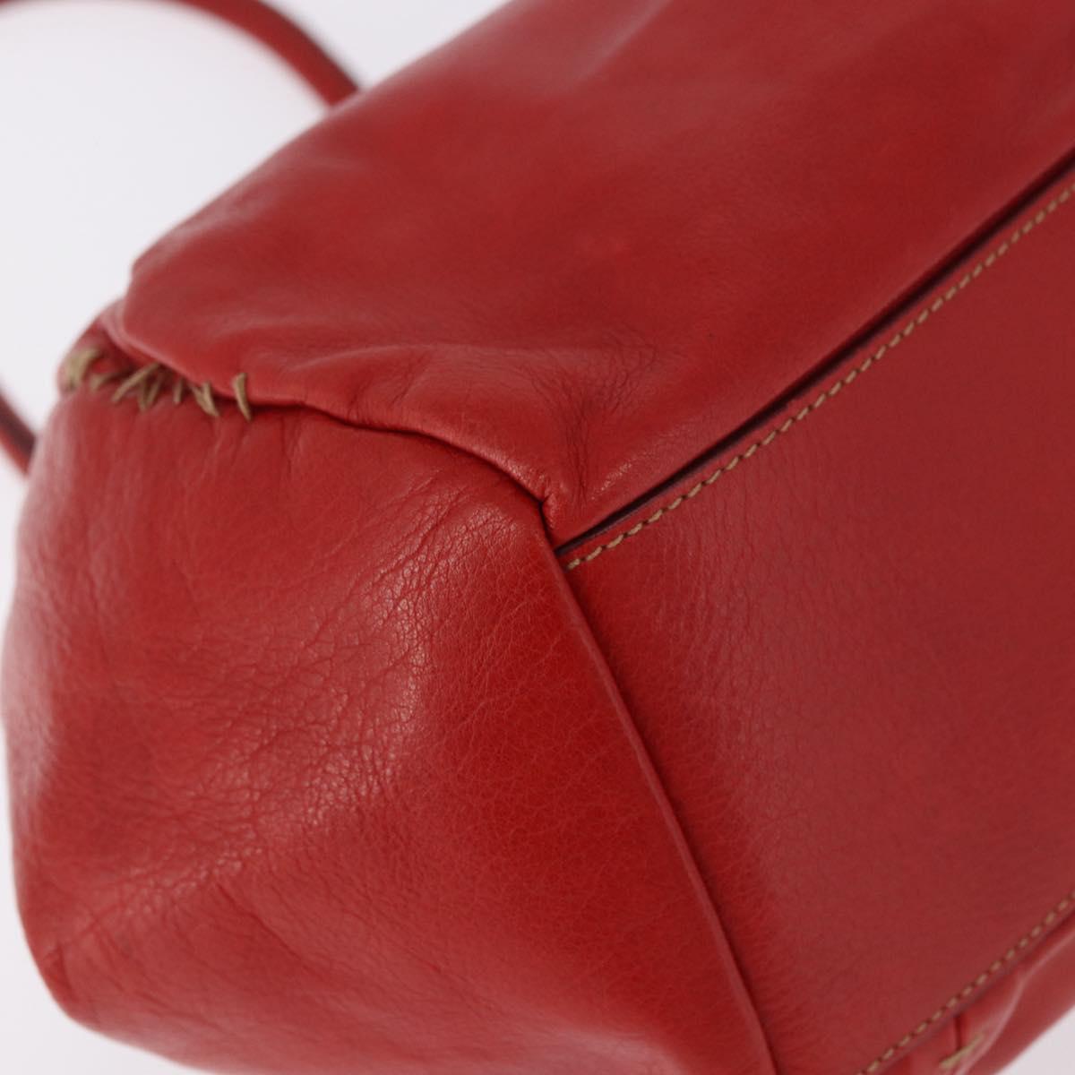 Miu Miu Hand Bag Leather Red Silver Auth 183854V