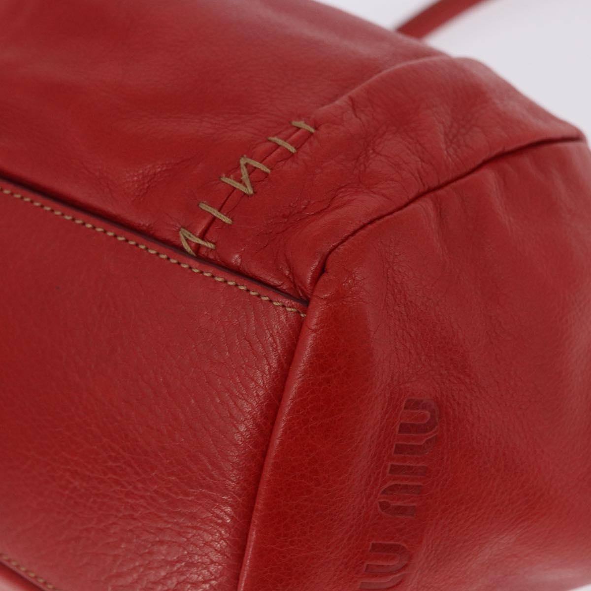Miu Miu Hand Bag Leather Red Silver Auth 183854V