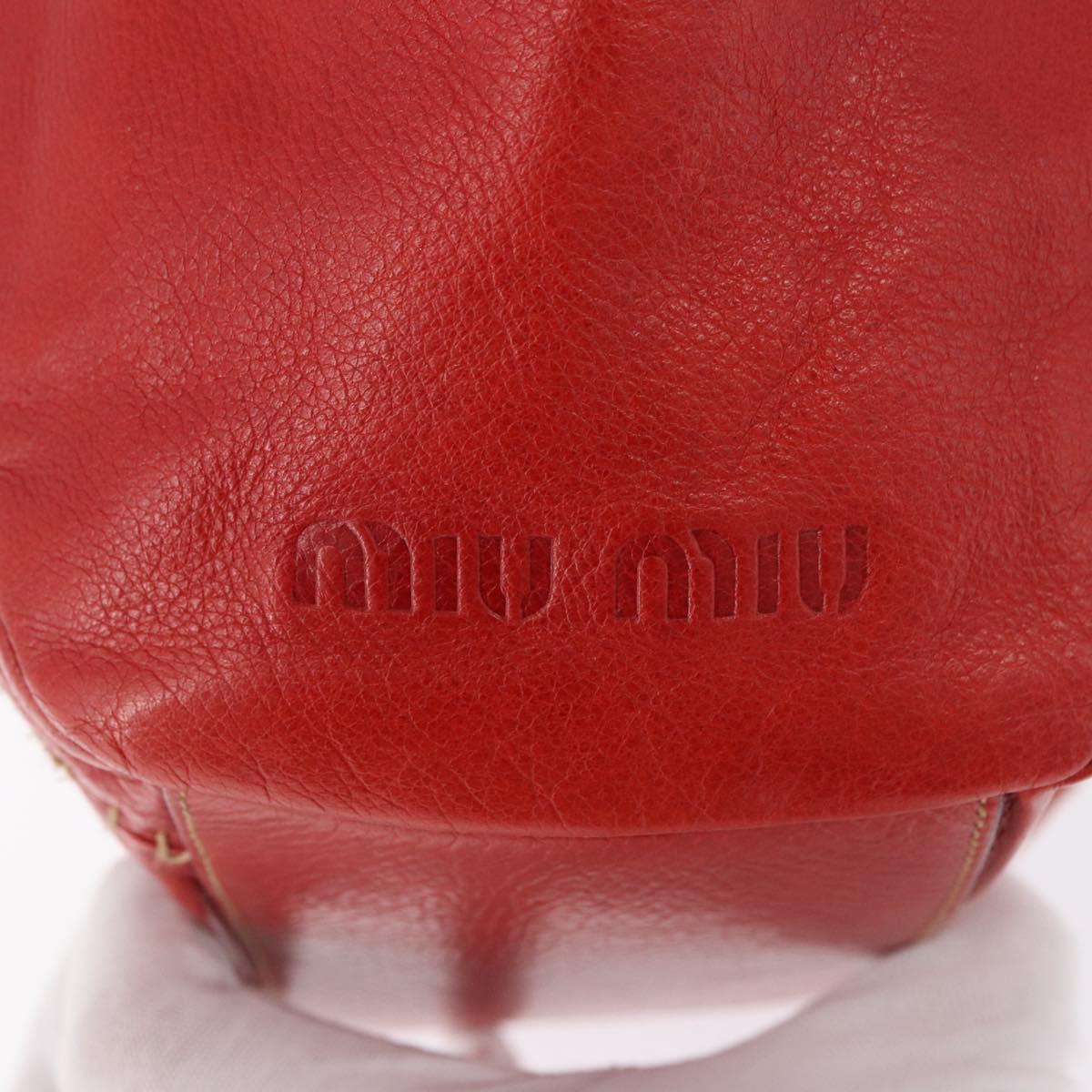 Miu Miu Hand Bag Leather Red Silver Auth 183854V