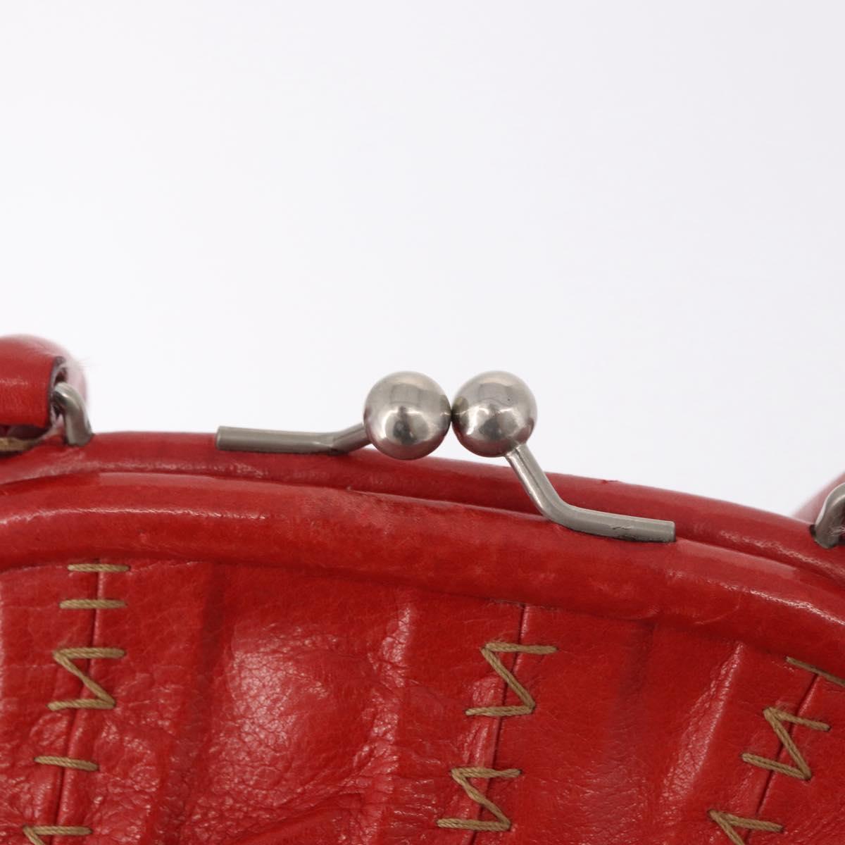 Miu Miu Hand Bag Leather Red Silver Auth 183854V