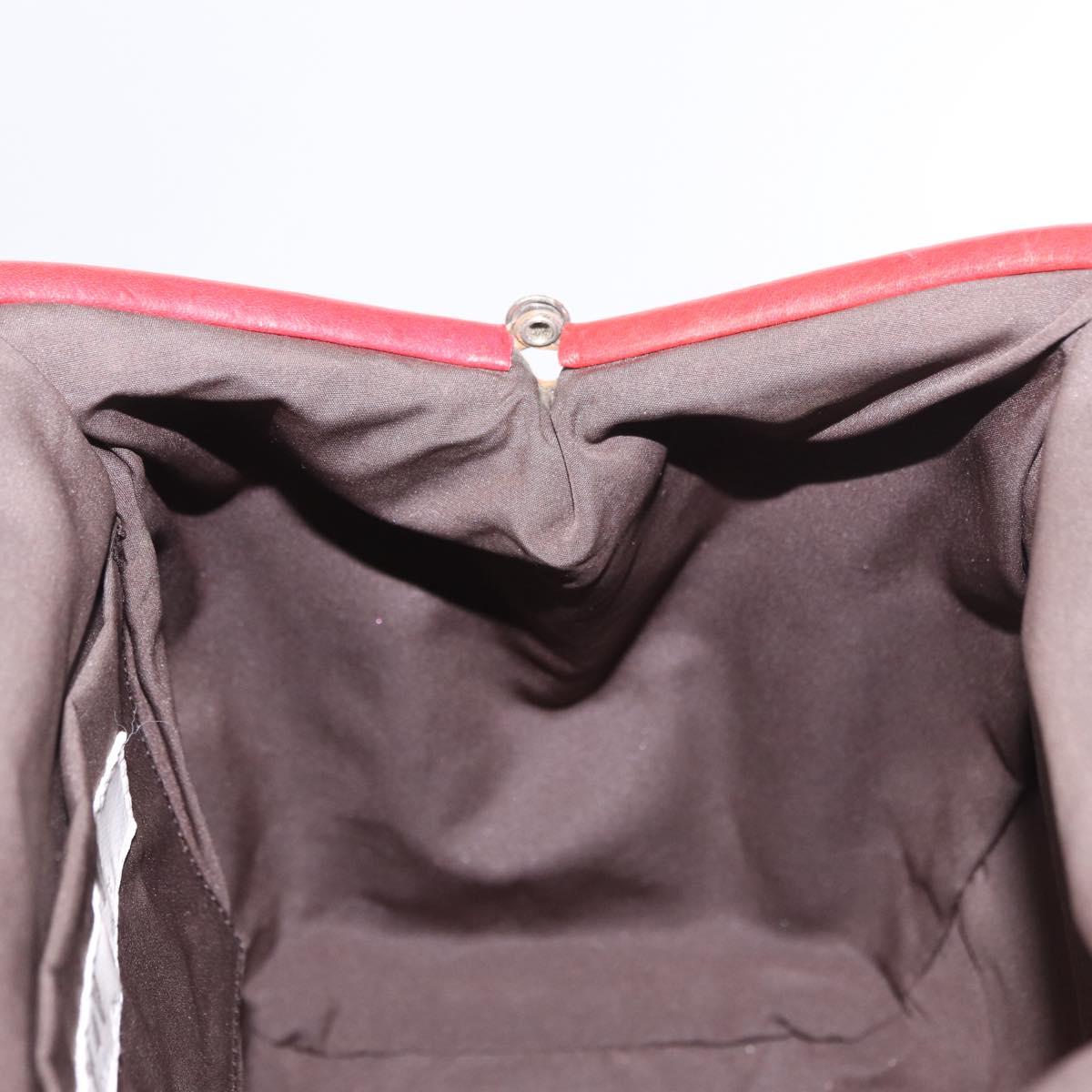 Miu Miu Hand Bag Leather Red Silver Auth 183854V