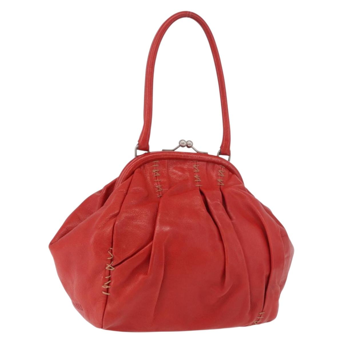 Miu Miu Hand Bag Leather Red Silver Auth 183854V