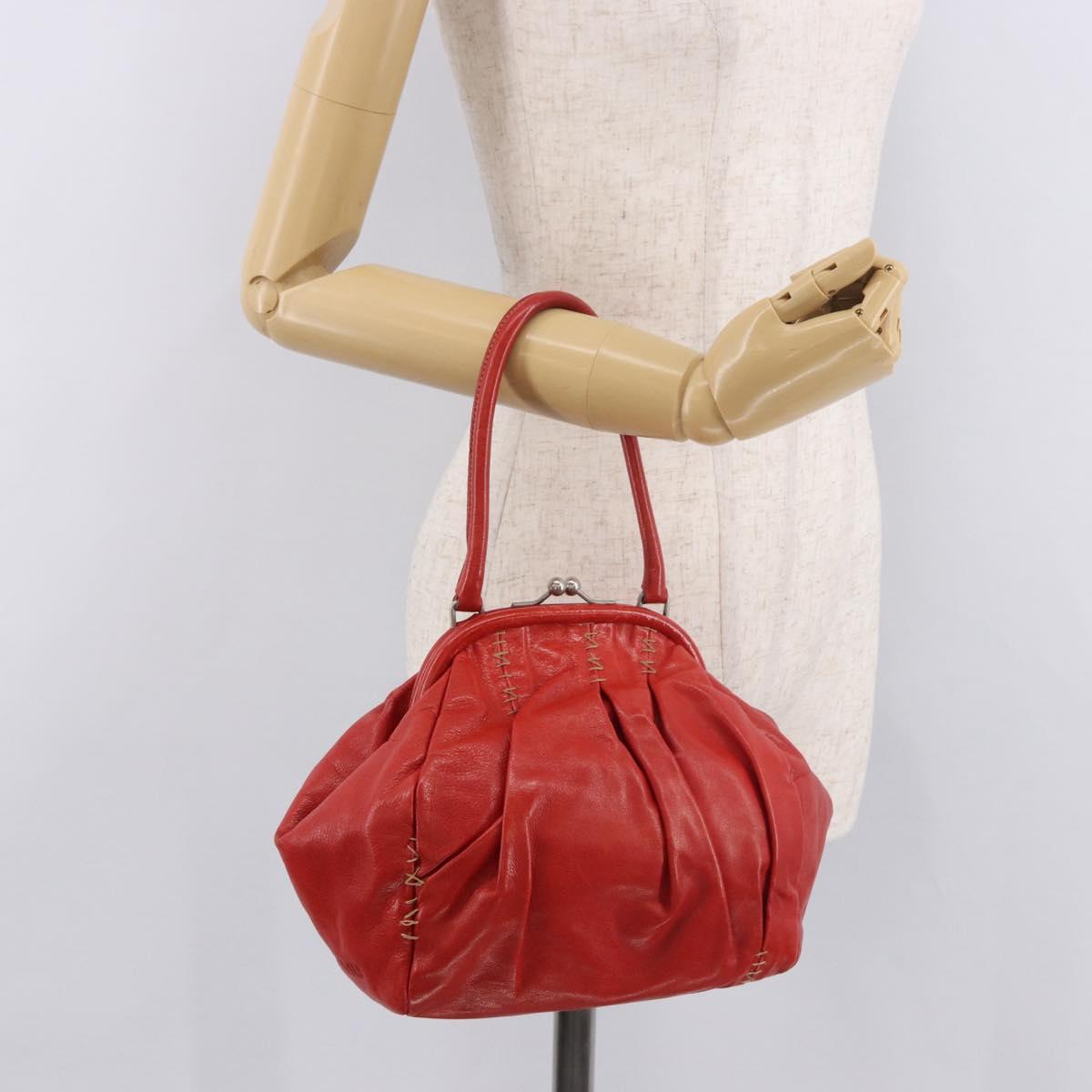 Miu Miu Hand Bag Leather Red Silver Auth 183854V