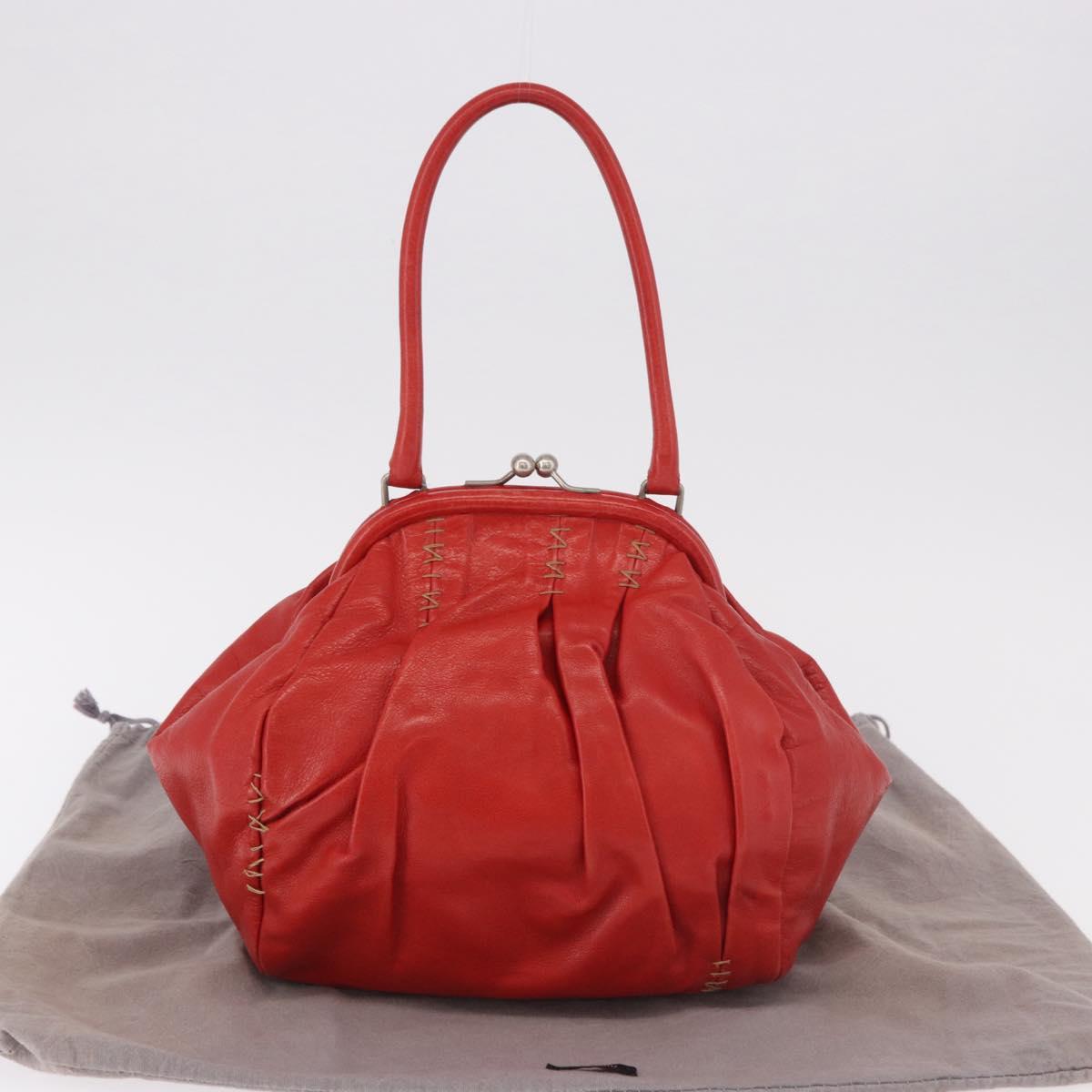 Miu Miu Hand Bag Leather Red Silver Auth 183854V
