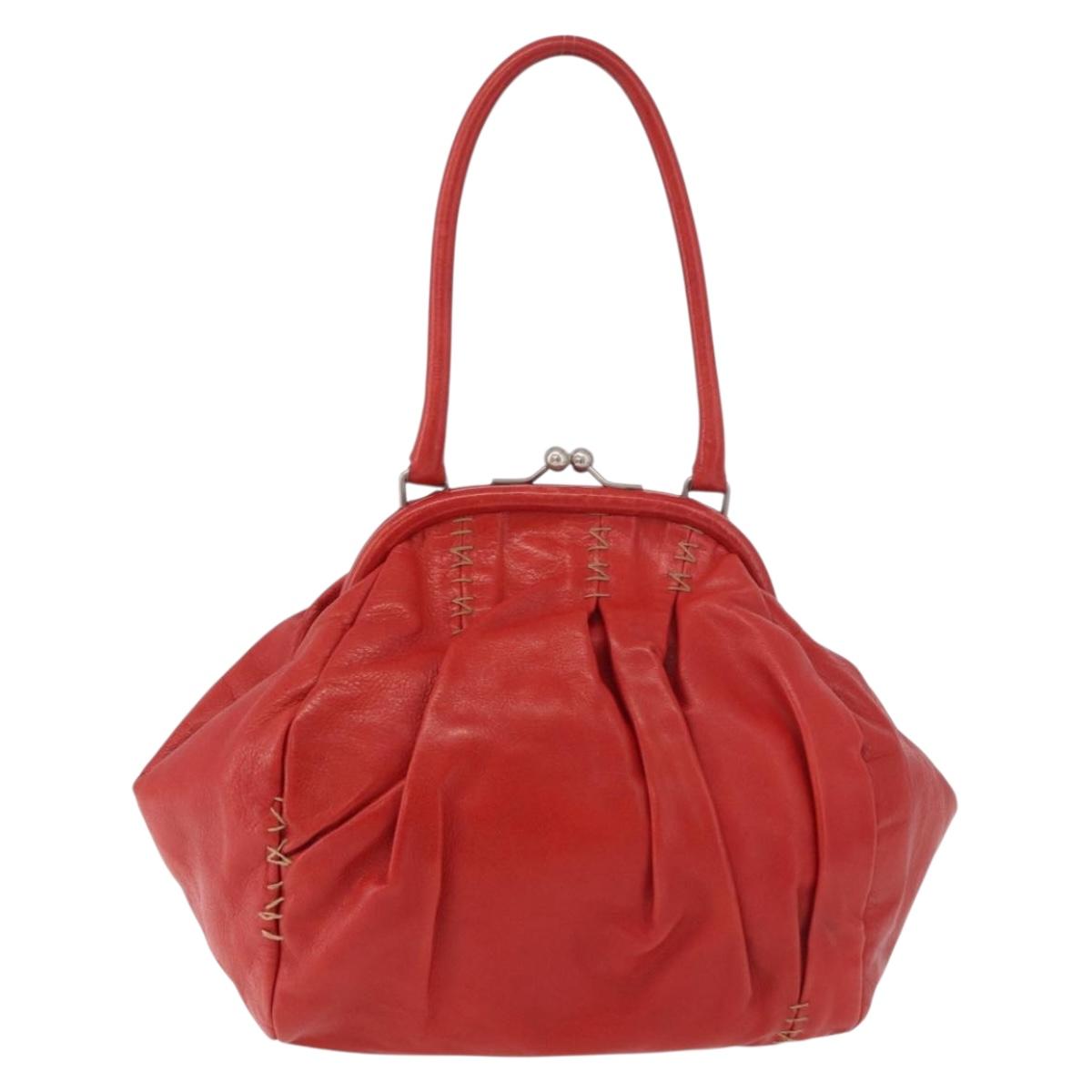 Miu Miu Hand Bag Leather Red Silver Auth 183854V