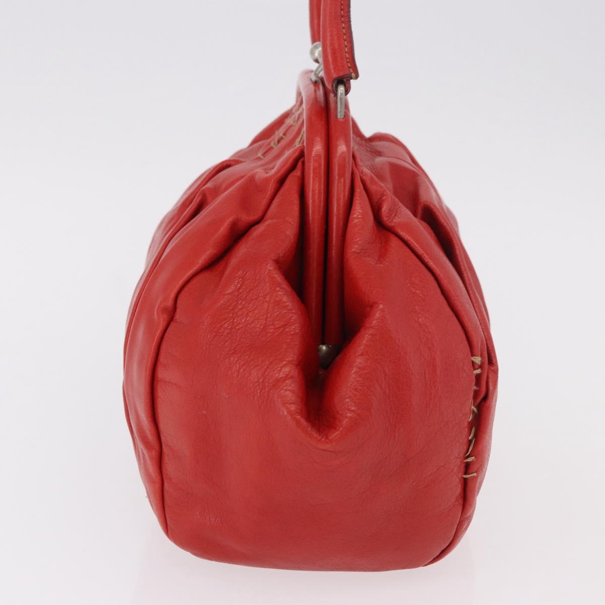 Miu Miu Hand Bag Leather Red Silver Auth 183854V