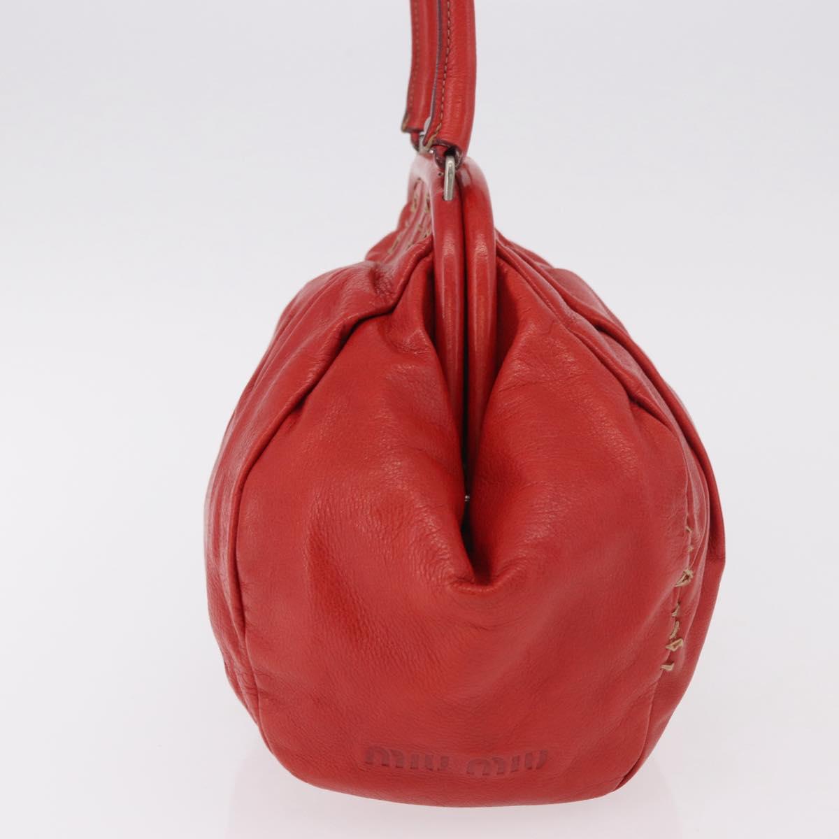 Miu Miu Hand Bag Leather Red Silver Auth 183854V