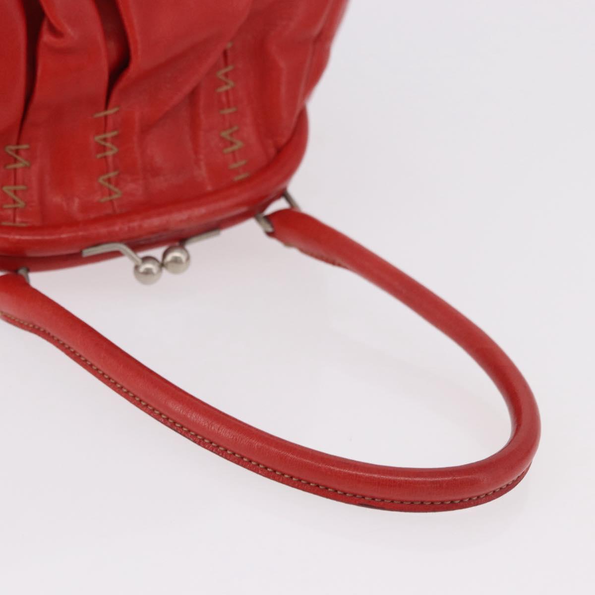 Miu Miu Hand Bag Leather Red Silver Auth 183854V