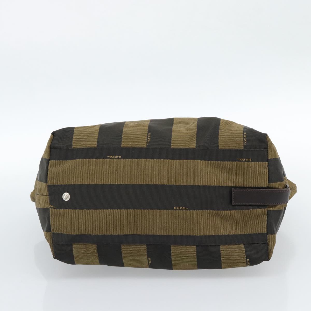 FENDI Pecan Canvas Tote Bag Brown Black Auth 183855