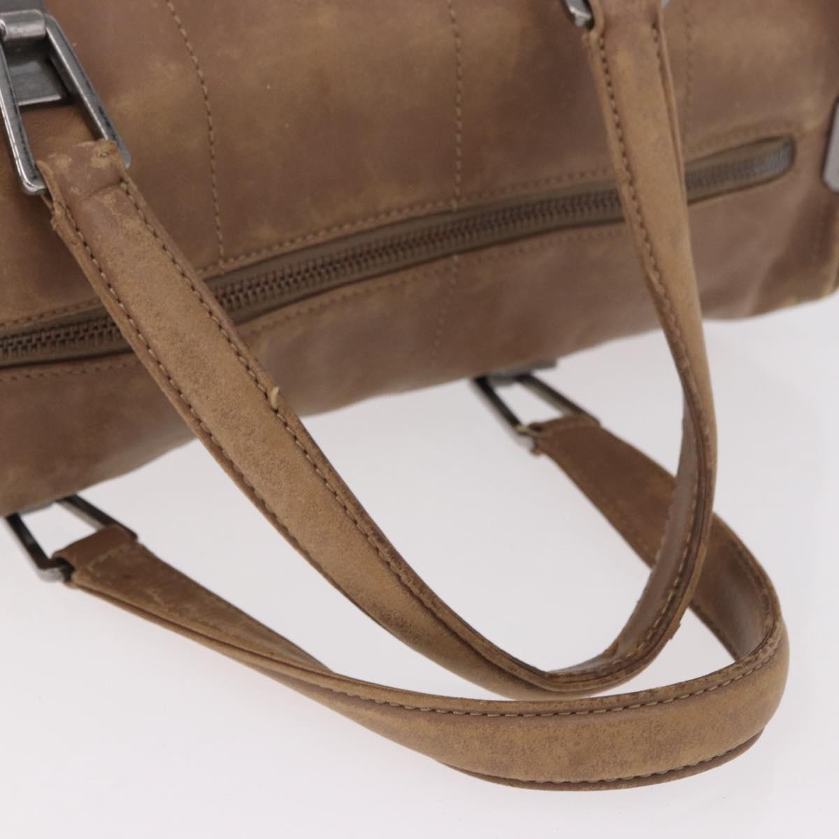 CHANEL Choco Bar Hand Bag Lamb Skin Brown Silver CC Auth 183856