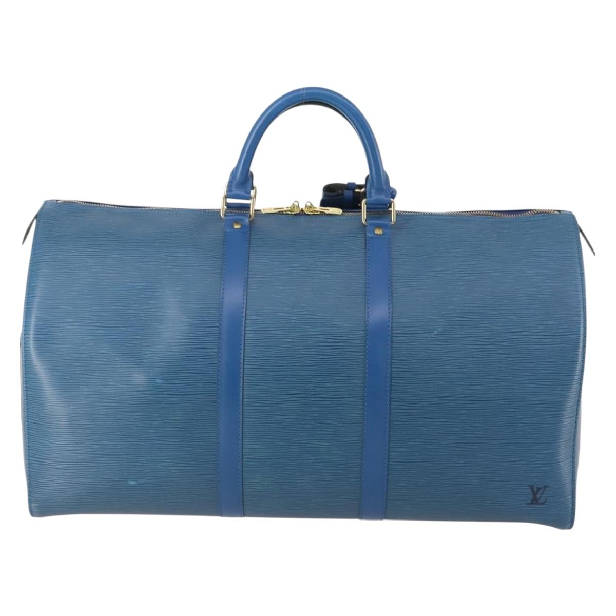 LOUIS VUITTON Epi Keepall 50 Boston Bag Blue M42965 LV Auth 183860A