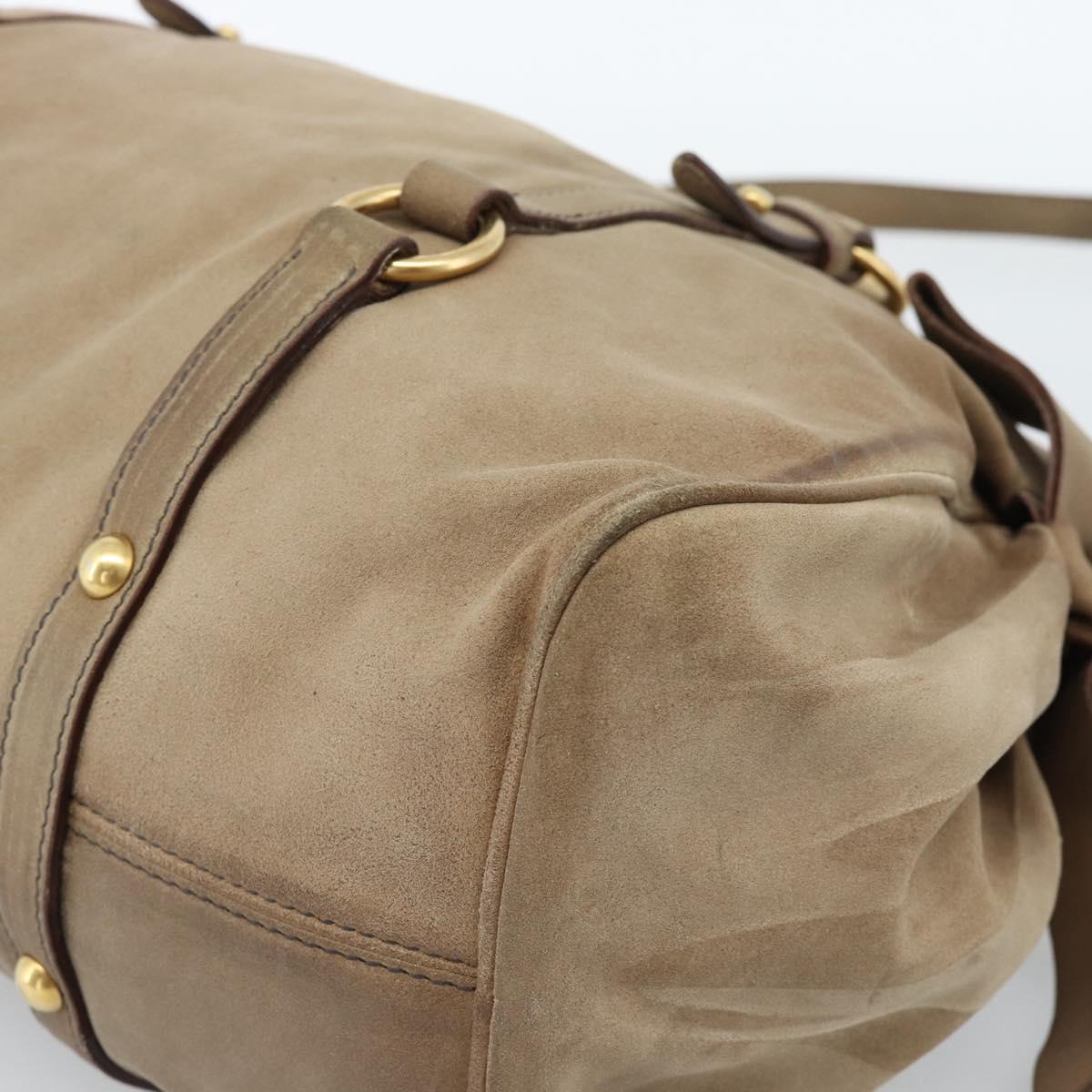 Miu Miu Hand Bag Suede 2way Beige Gold Auth 183865V