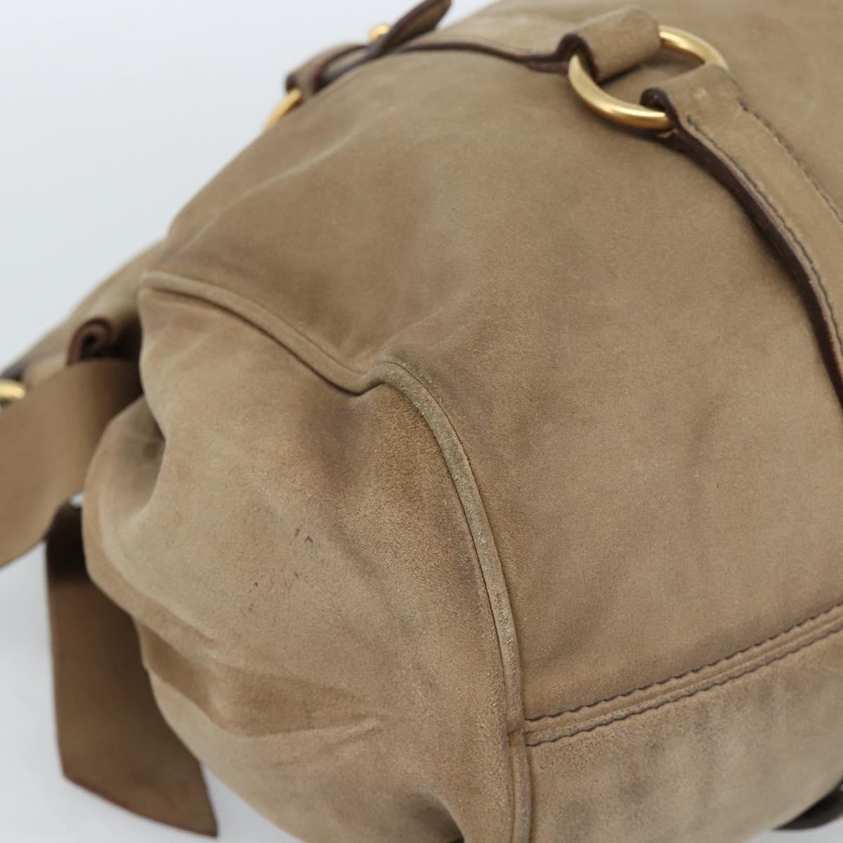 Miu Miu Hand Bag Suede 2way Beige Gold Auth 183865V