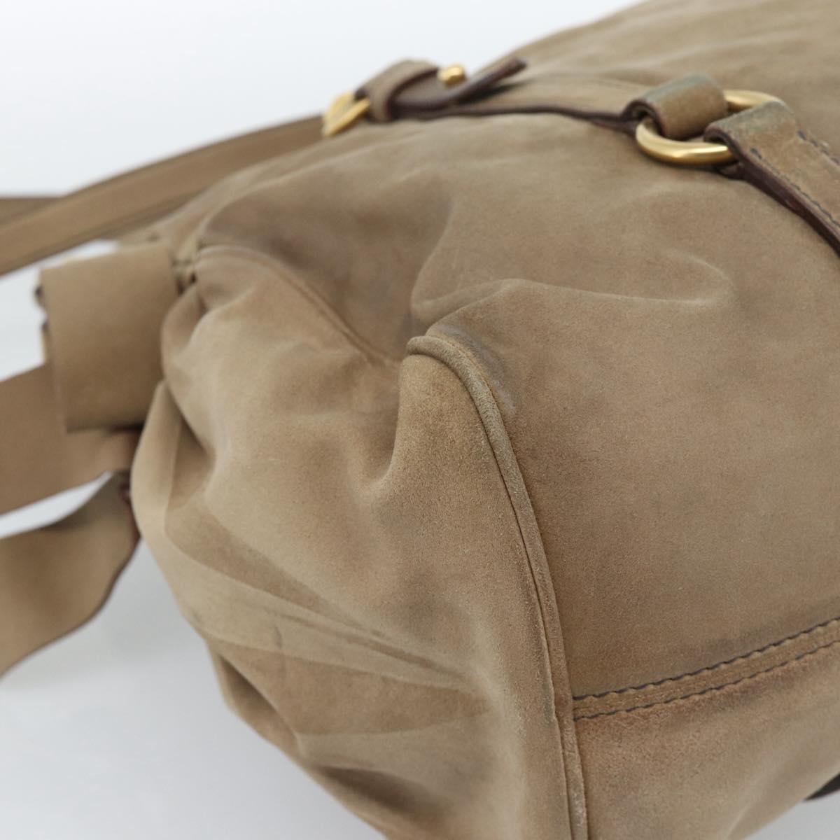 Miu Miu Hand Bag Suede 2way Beige Gold Auth 183865V