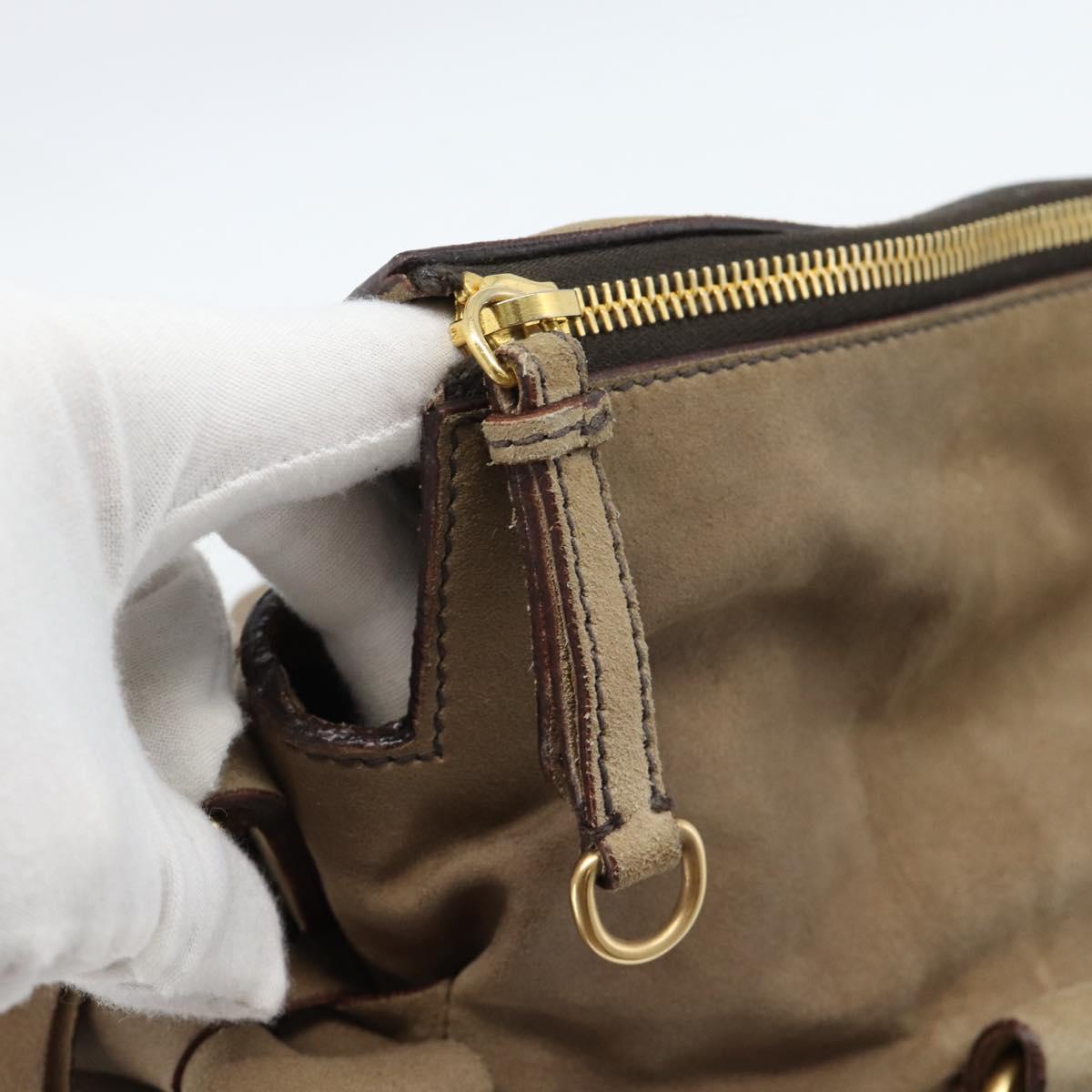 Miu Miu Hand Bag Suede 2way Beige Gold Auth 183865V