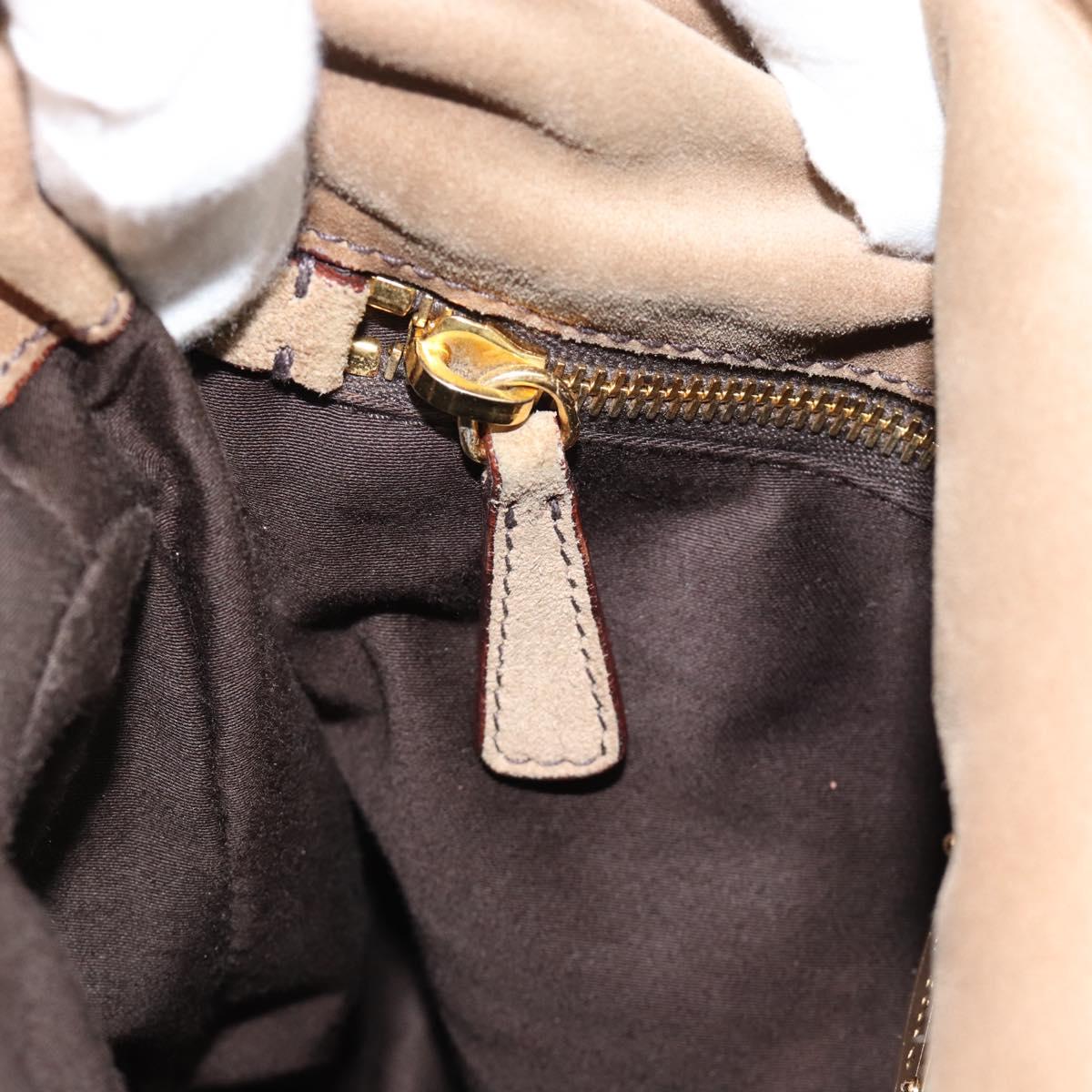 Miu Miu Hand Bag Suede 2way Beige Gold Auth 183865V