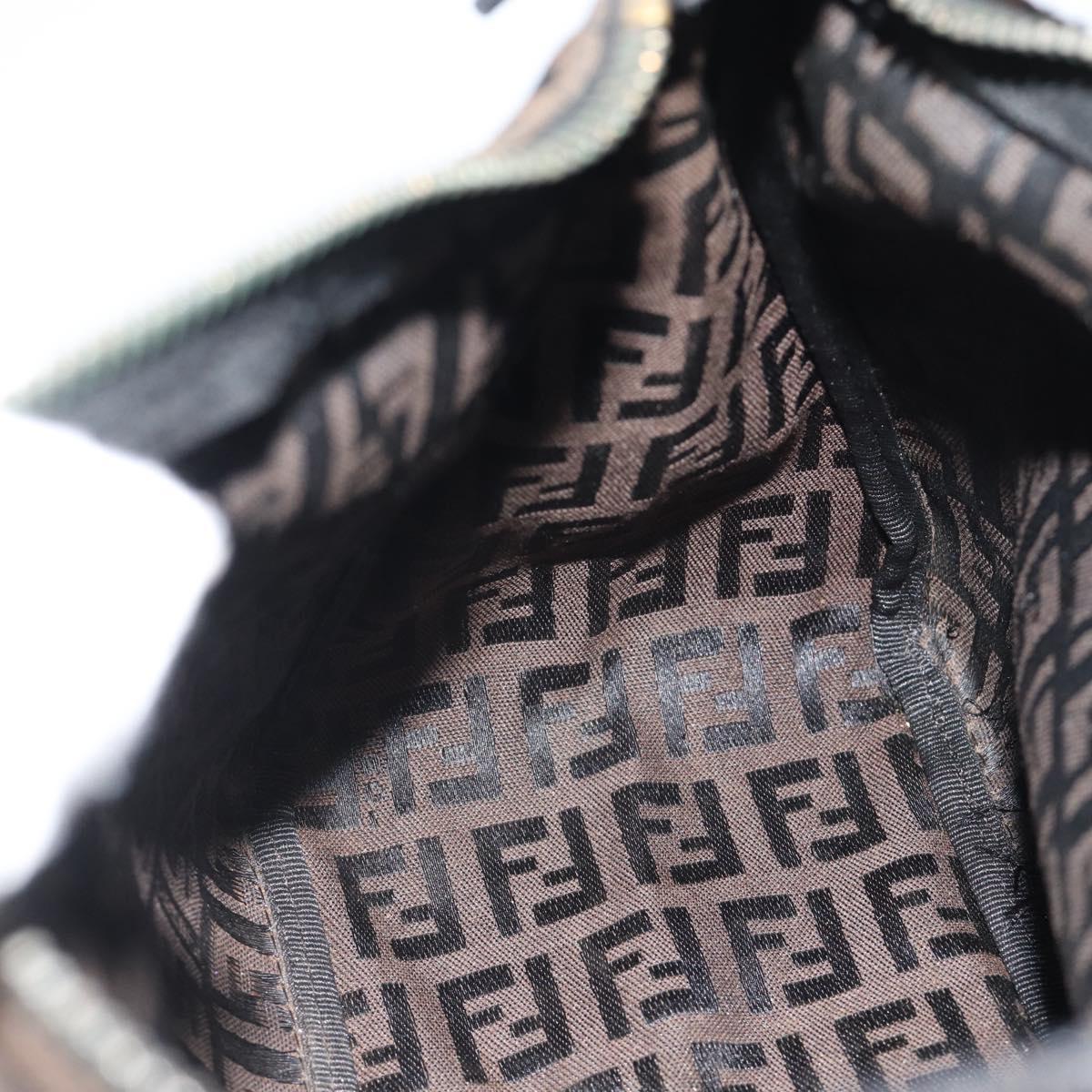 FENDI Zucchino Canvas Hand Bag Brown Silver Auth 183872