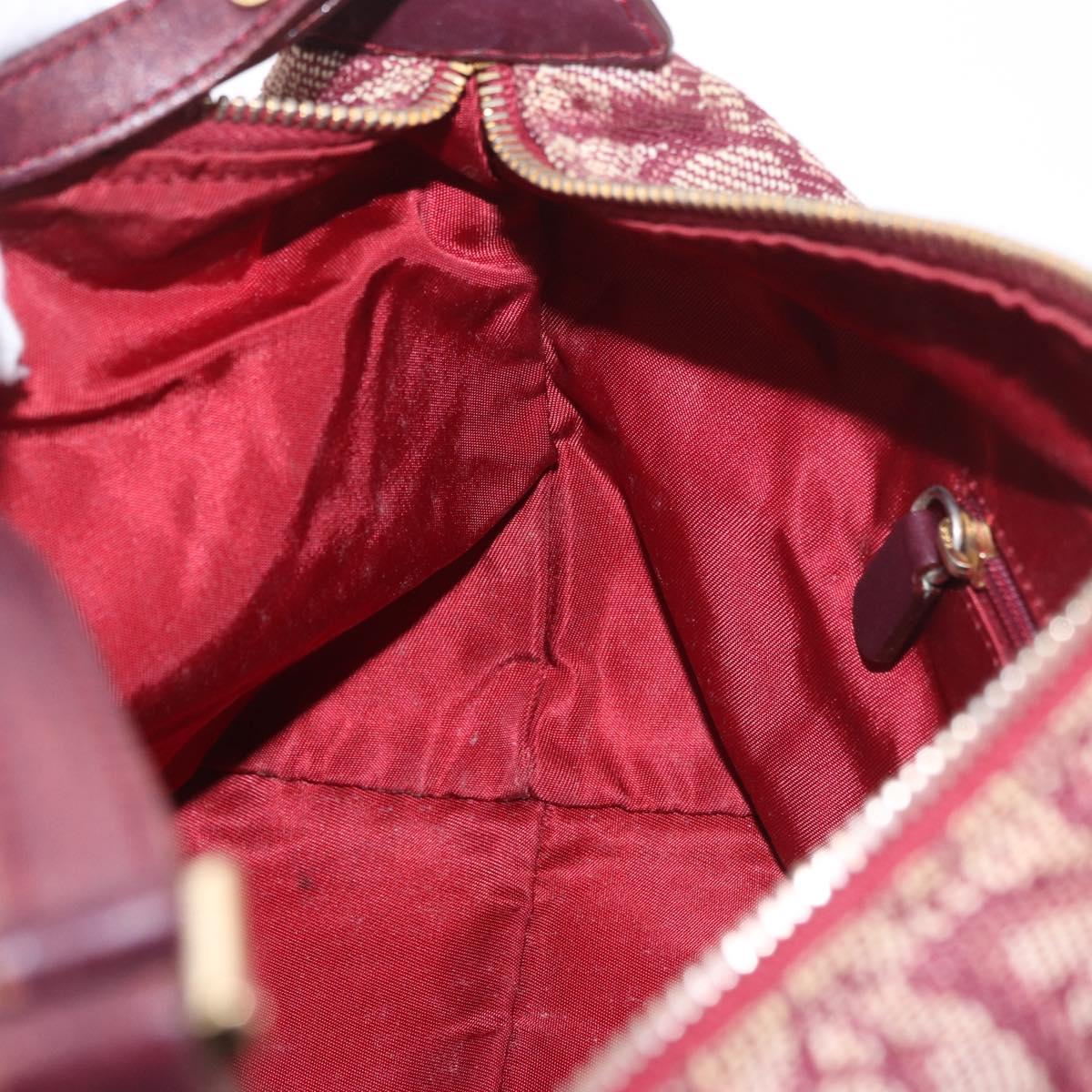 Christian Dior Trotter Canvas Hand Bag Red Gold Auth 183873A