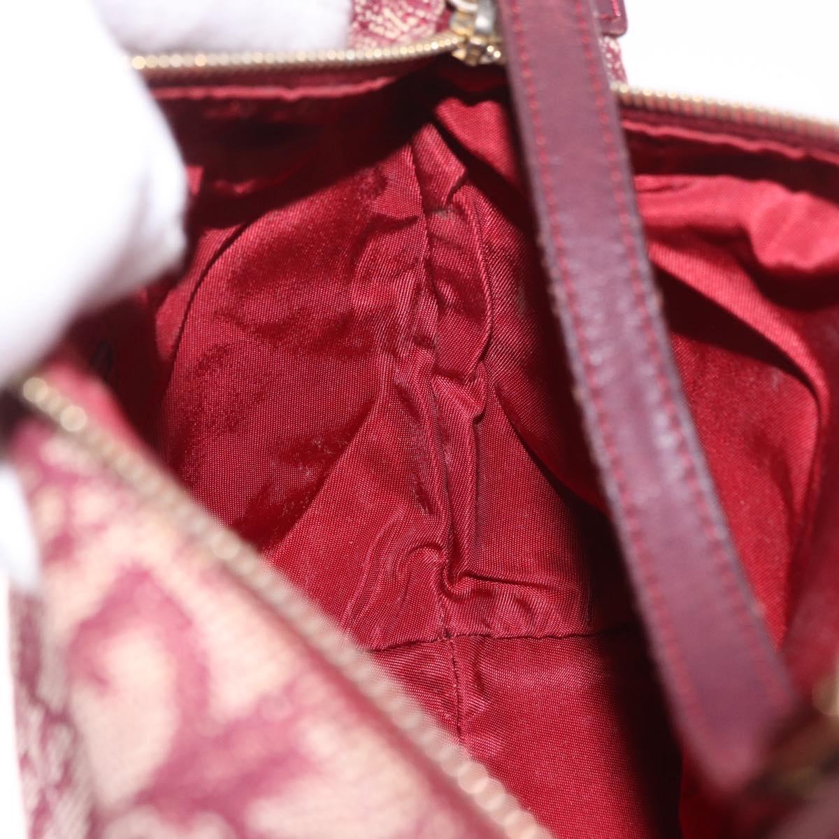 Christian Dior Trotter Canvas Hand Bag Red Gold Auth 183873A