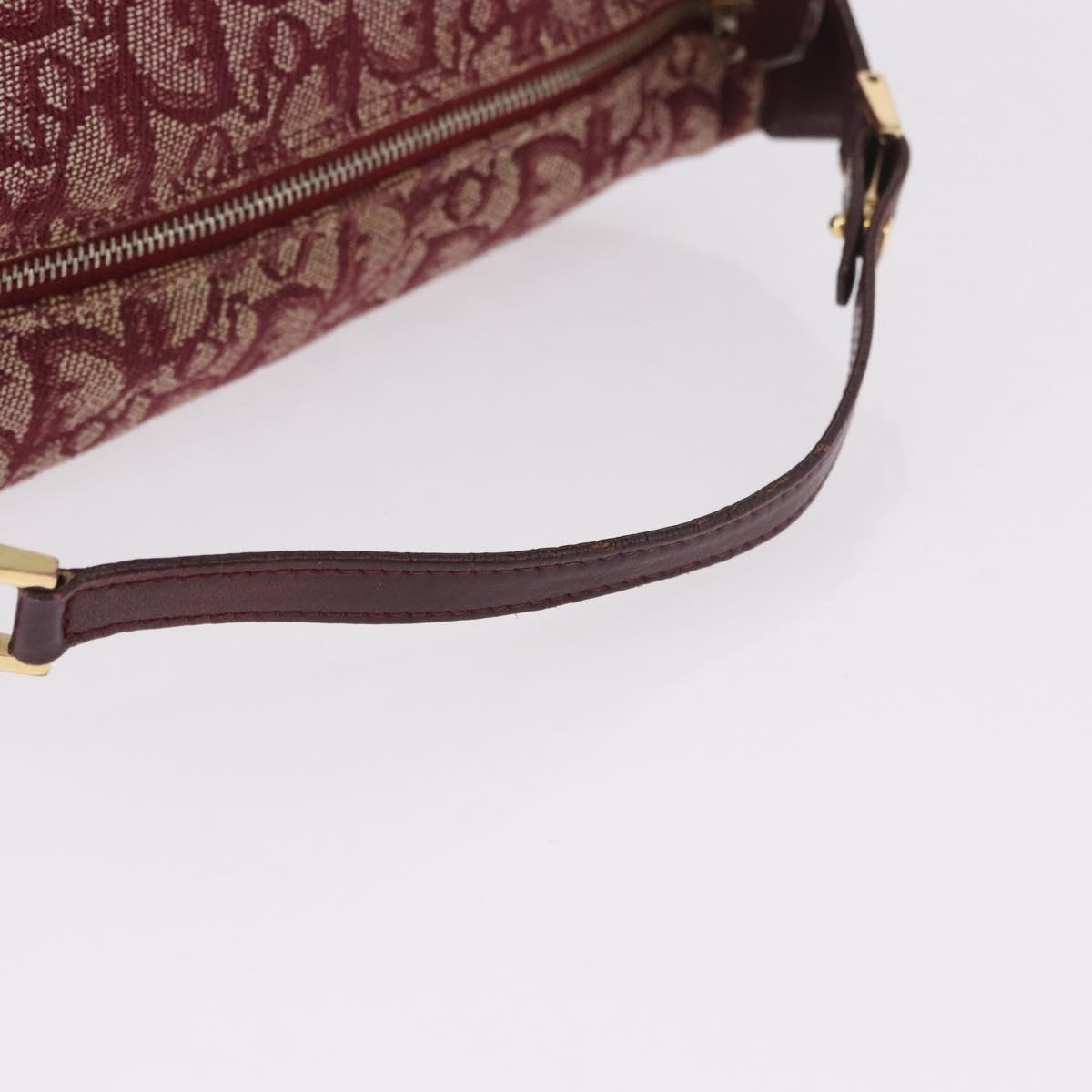 Christian Dior Trotter Canvas Hand Bag Red Gold Auth 183873A