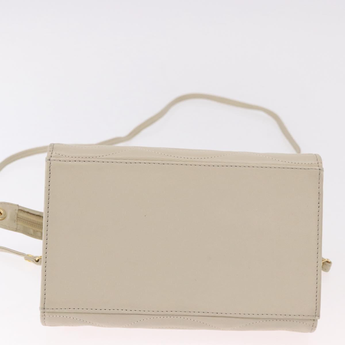 FENDI Hand Bag Leather 2way Beige Gold Auth 183874