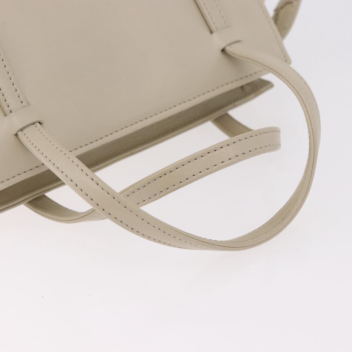 FENDI Hand Bag Leather 2way Beige Gold Auth 183874