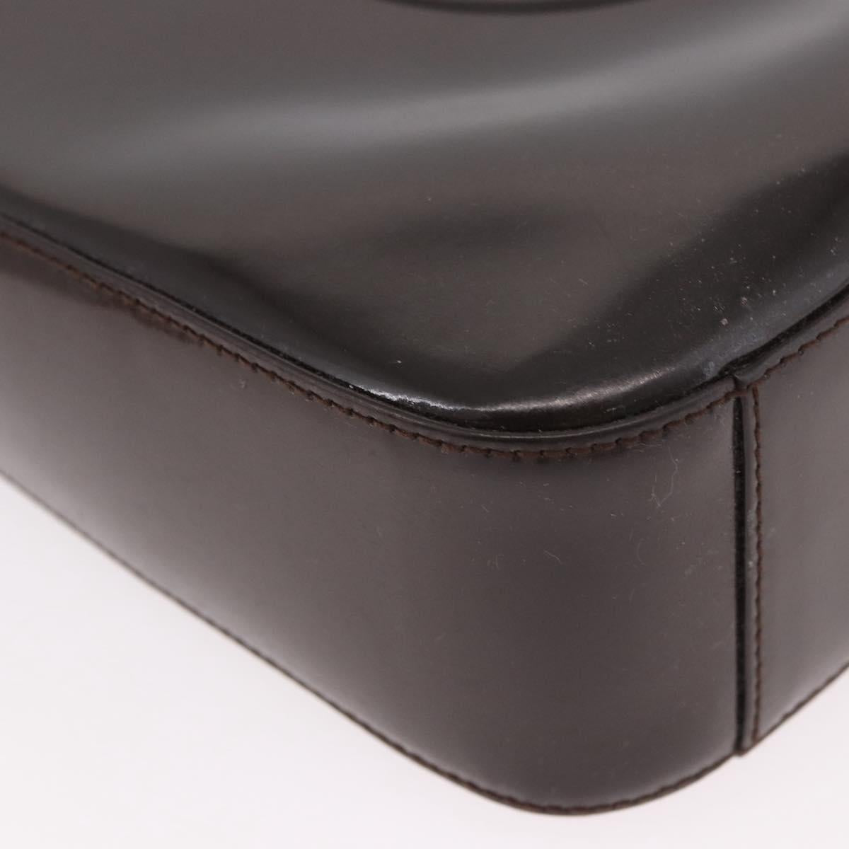 GUCCI Shoulder Bag Patent Leather Brown Silver 000 1046 0506 Auth 183878