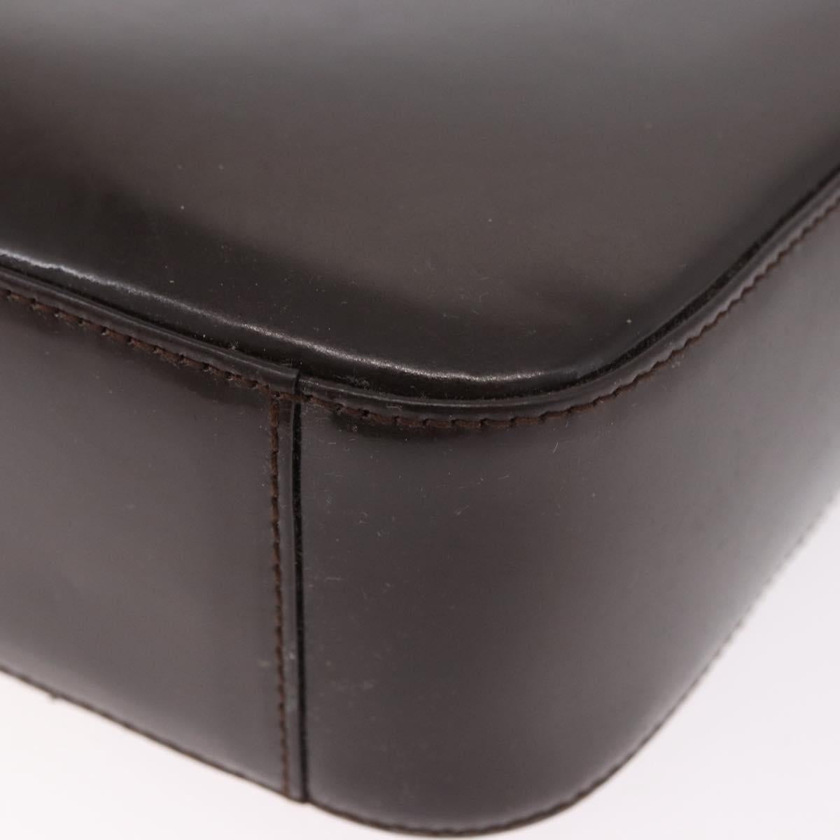GUCCI Shoulder Bag Patent Leather Brown Silver 000 1046 0506 Auth 183878