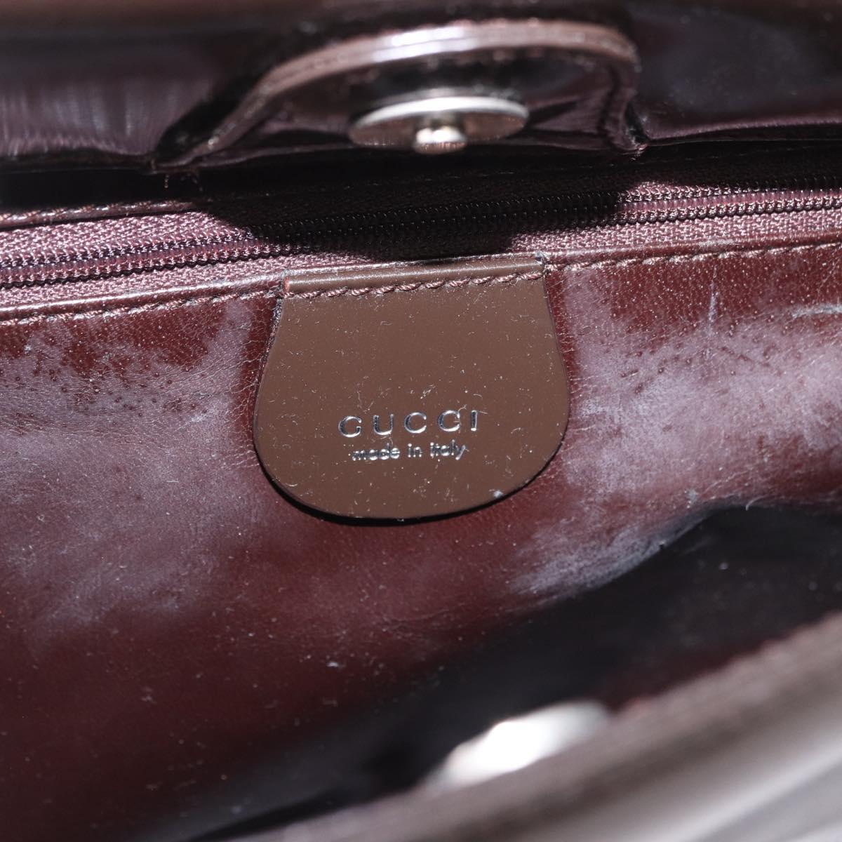 GUCCI Shoulder Bag Patent Leather Brown Silver 000 1046 0506 Auth 183878