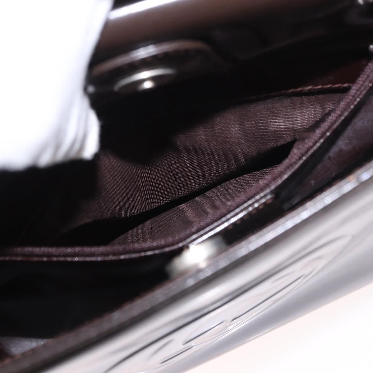 GUCCI Shoulder Bag Patent Leather Brown Silver 000 1046 0506 Auth 183878