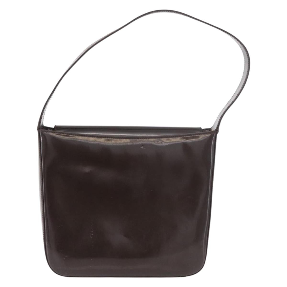 GUCCI Shoulder Bag Patent Leather Brown Silver 000 1046 0506 Auth 183878