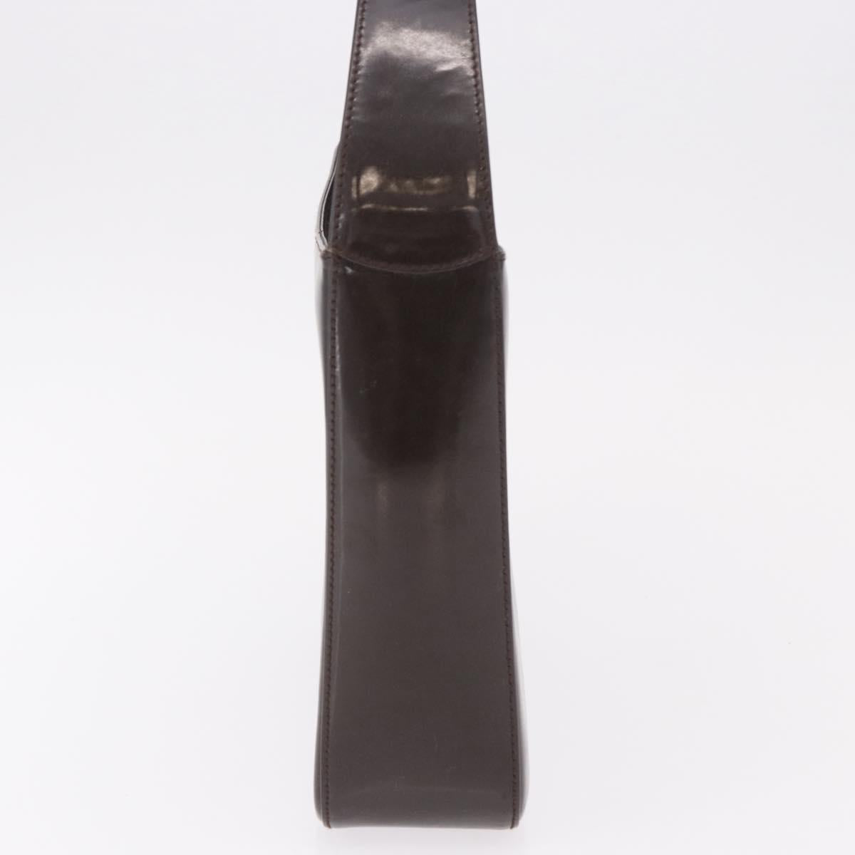 GUCCI Shoulder Bag Patent Leather Brown Silver 000 1046 0506 Auth 183878