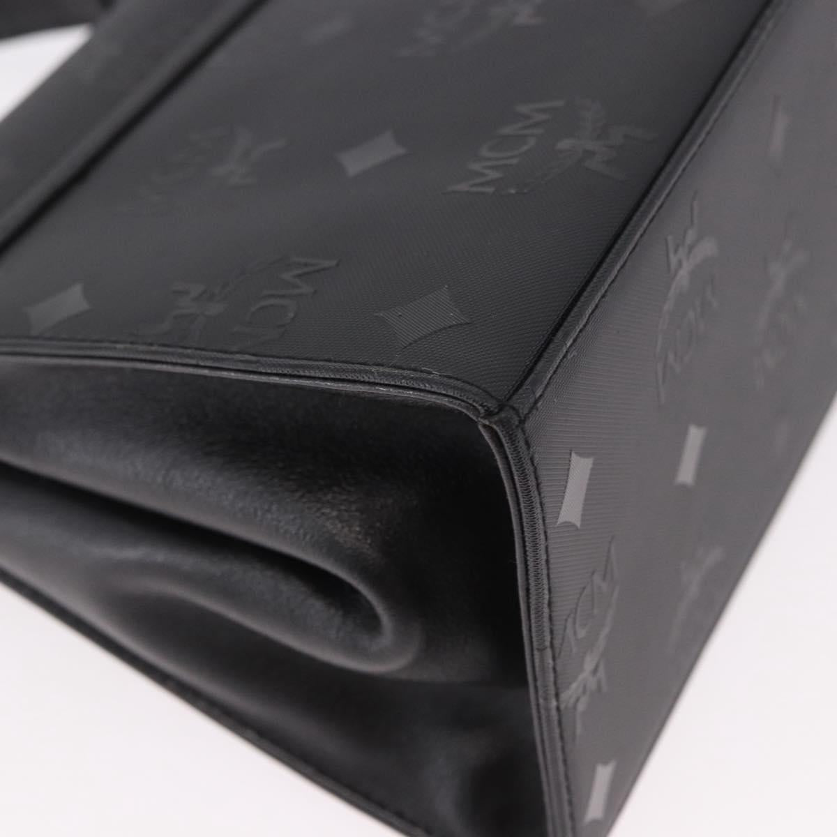 MCM Logogram Vicetos Hand Bag PVC 2way Black Gold Auth 183880A