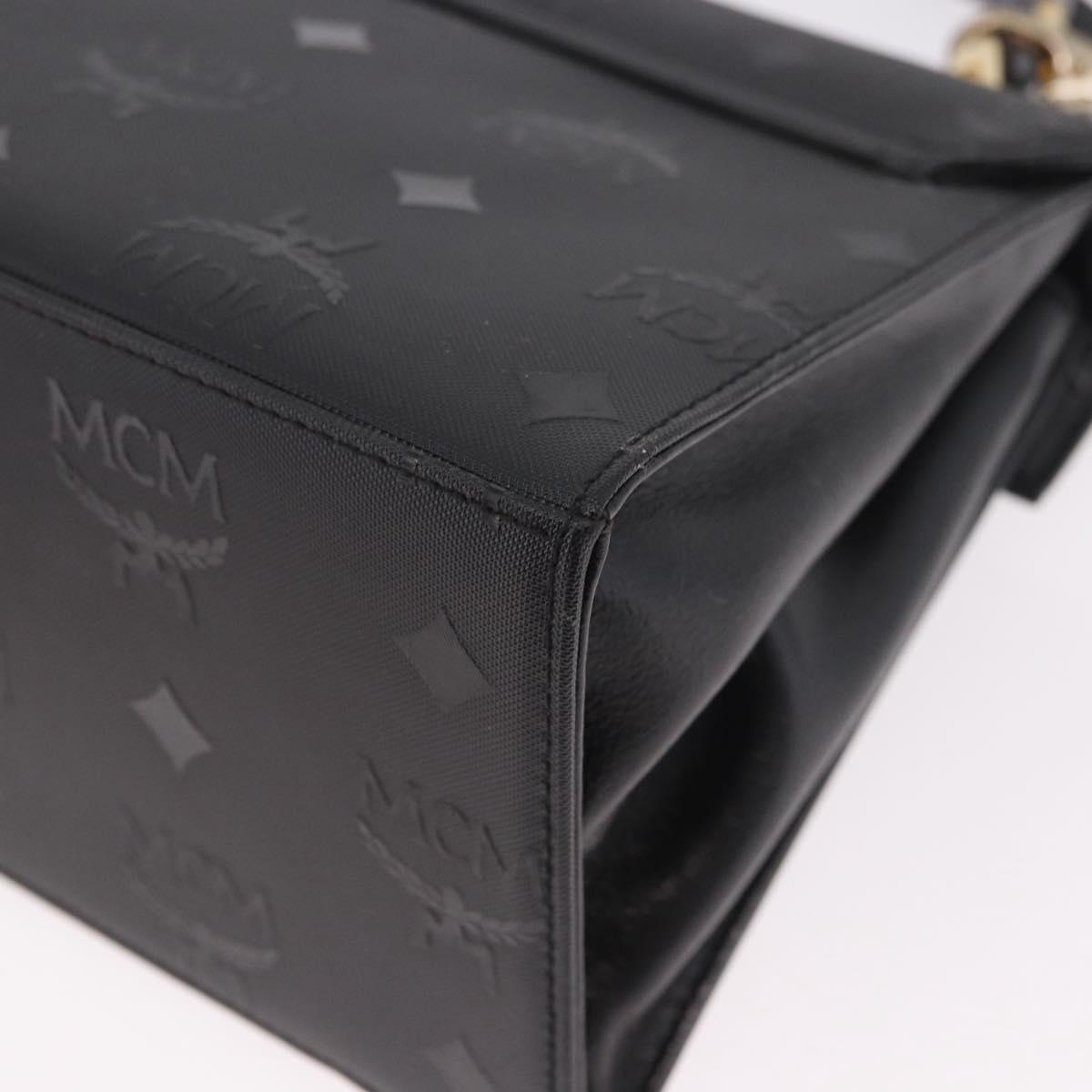 MCM Logogram Vicetos Hand Bag PVC 2way Black Gold Auth 183880A