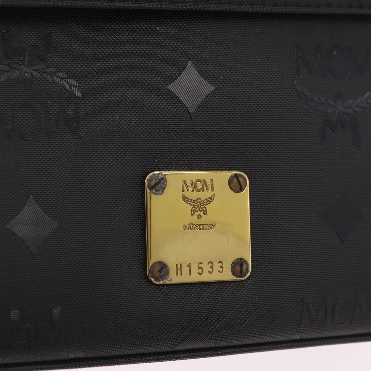 MCM Logogram Vicetos Hand Bag PVC 2way Black Gold Auth 183880A