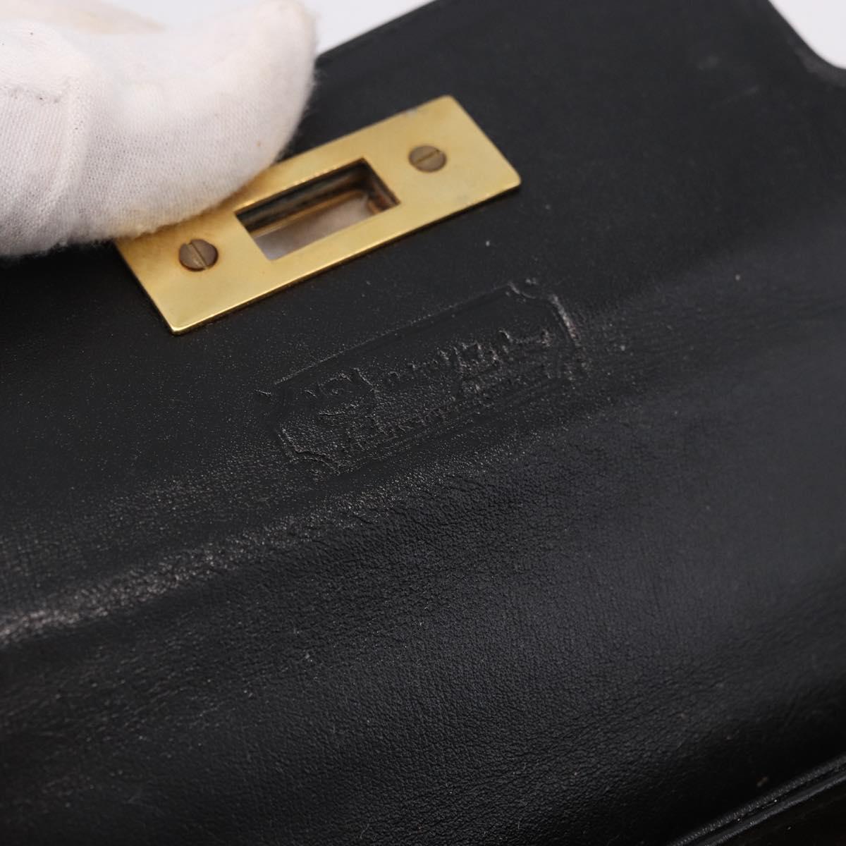 MCM Logogram Vicetos Hand Bag PVC 2way Black Gold Auth 183880A