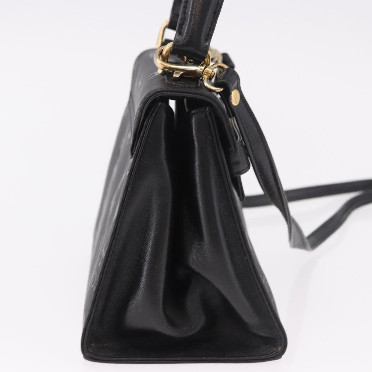 MCM Logogram Vicetos Hand Bag PVC 2way Black Gold Auth 183880A