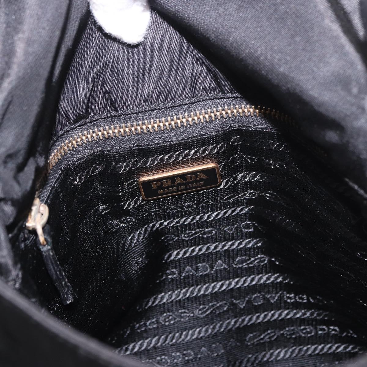 PRADA Shoulder Bag Nylon Black Gold Auth 183882A