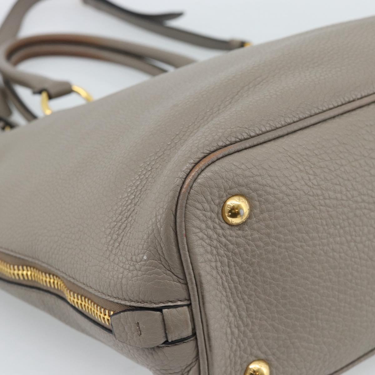 PRADA Tote Bag Leather 2way Gray Gold Auth 183884V