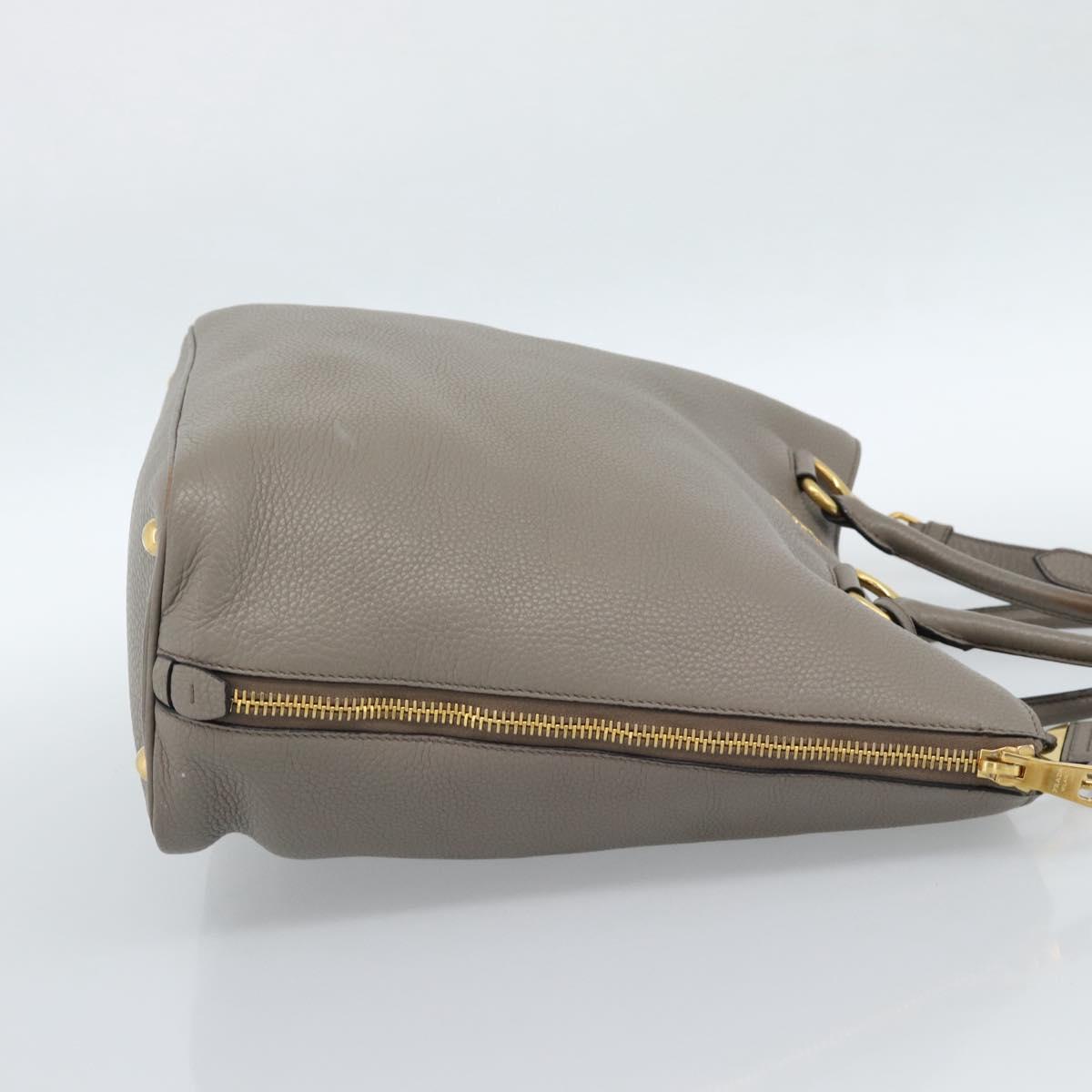 PRADA Tote Bag Leather 2way Gray Gold Auth 183884V