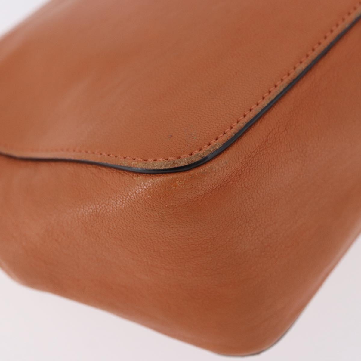 Chloe Elsie Chain Shoulder Bag Leather Orange Gold Auth 183885