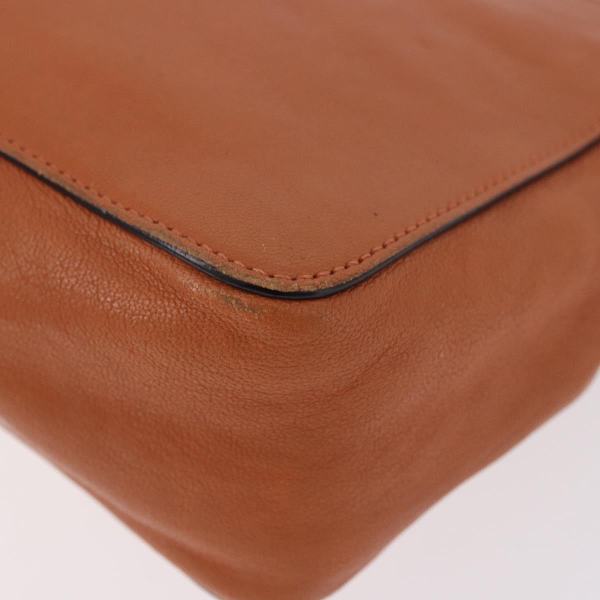 Chloe Elsie Chain Shoulder Bag Leather Orange Gold Auth 183885