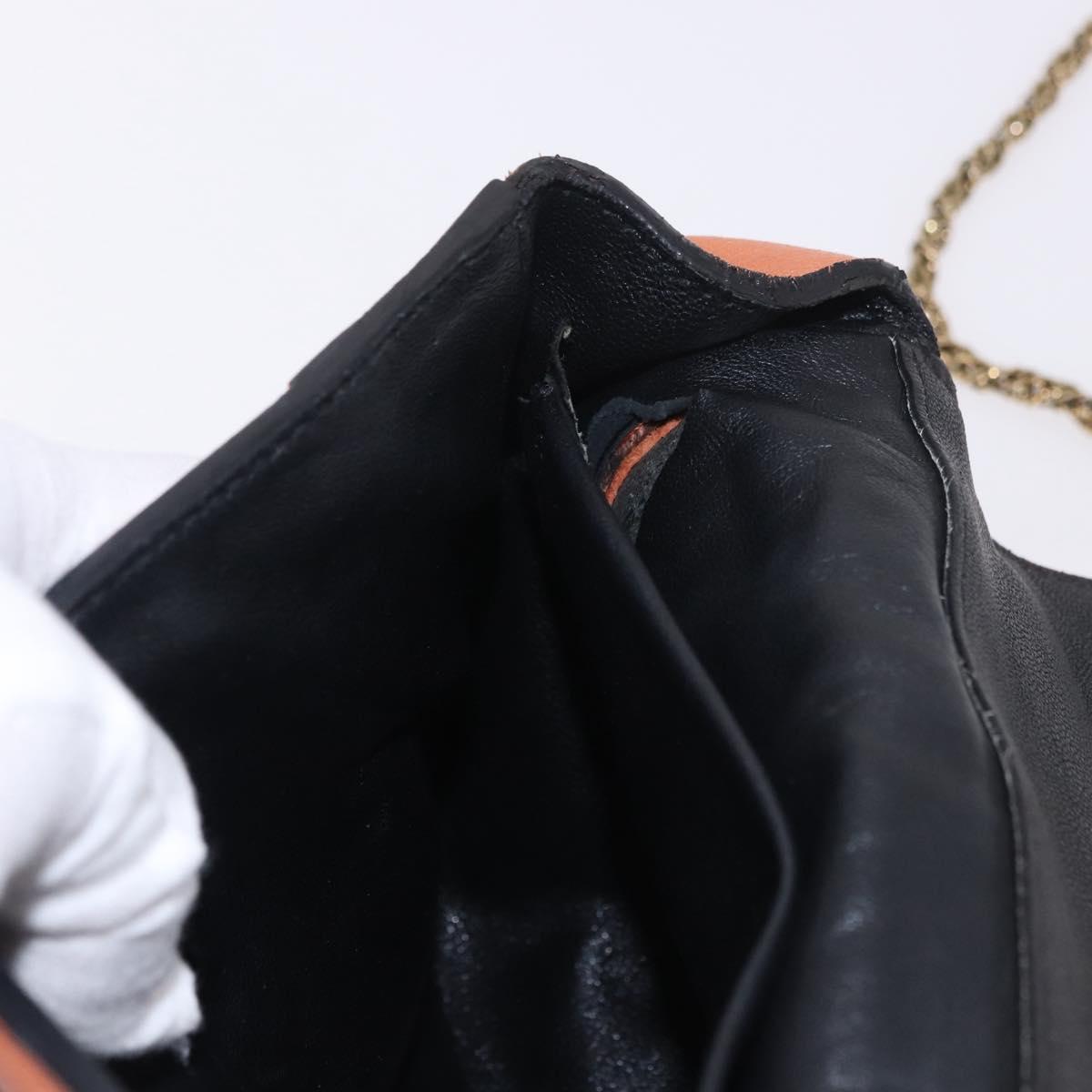 Chloe Elsie Chain Shoulder Bag Leather Orange Gold Auth 183885